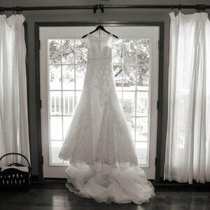 Lace cathedral style wedding dress